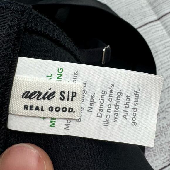 Aerie Black Square Neck Unlined Strappy Lace Up Side Bralette Size Small - Picture 4 of 10